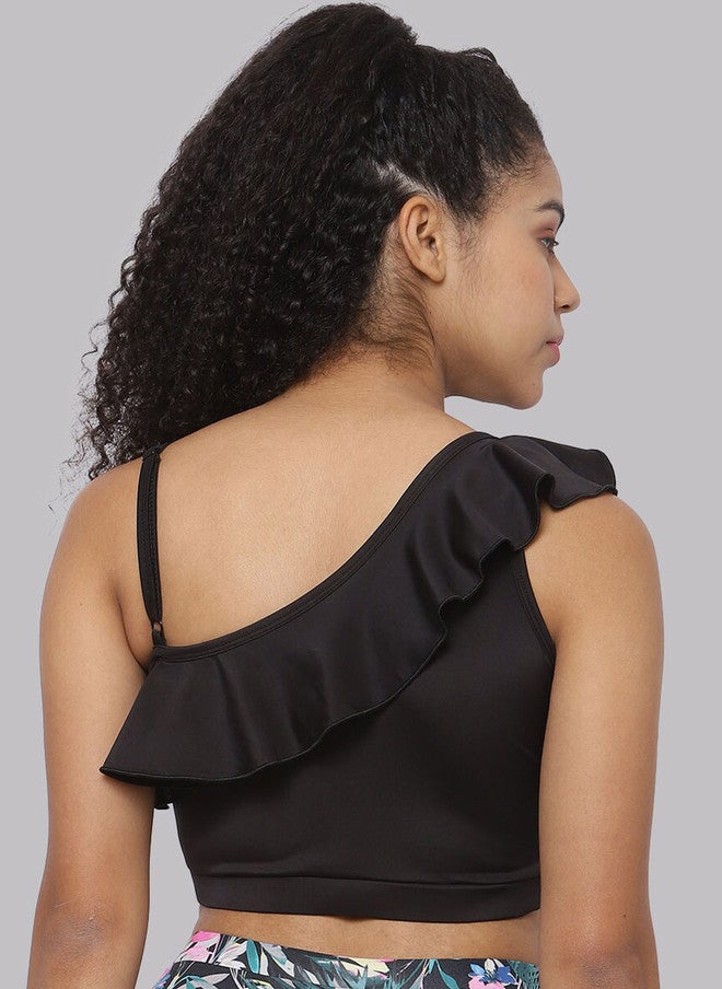 CUKOO One Shoulder Padded Frill Swim Top - Image 4